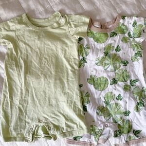 GUC Burt's Bees Light Green Baby Onesie Set of TWO